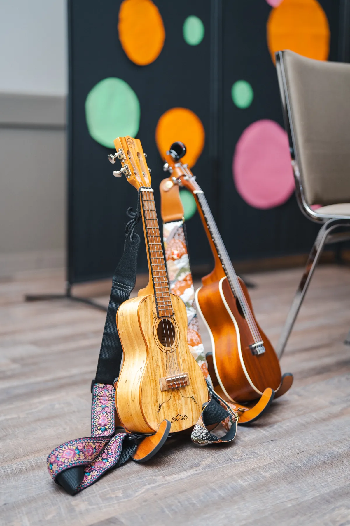 Musical instruments ready for the celebration at Alison’s birthday celebration.
