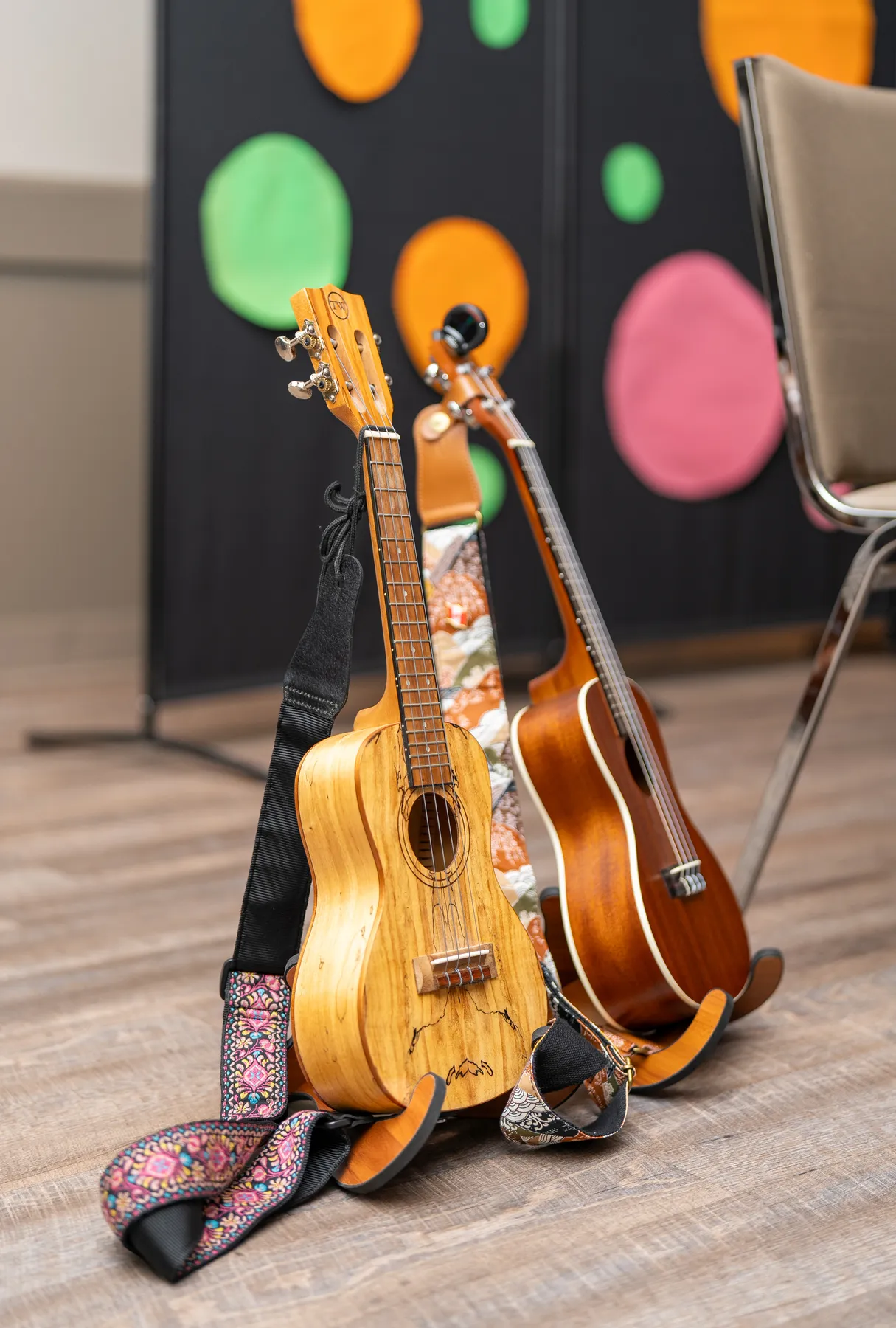 Musical instruments ready for the celebration at Alison’s birthday celebration.