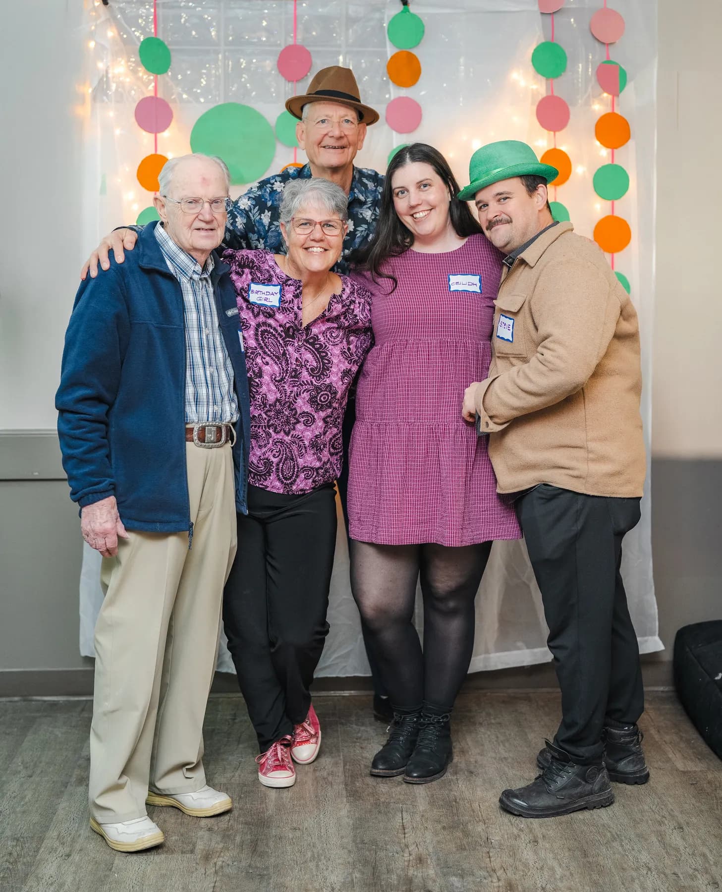 Guests posing together at Alison’s birthday celebration.