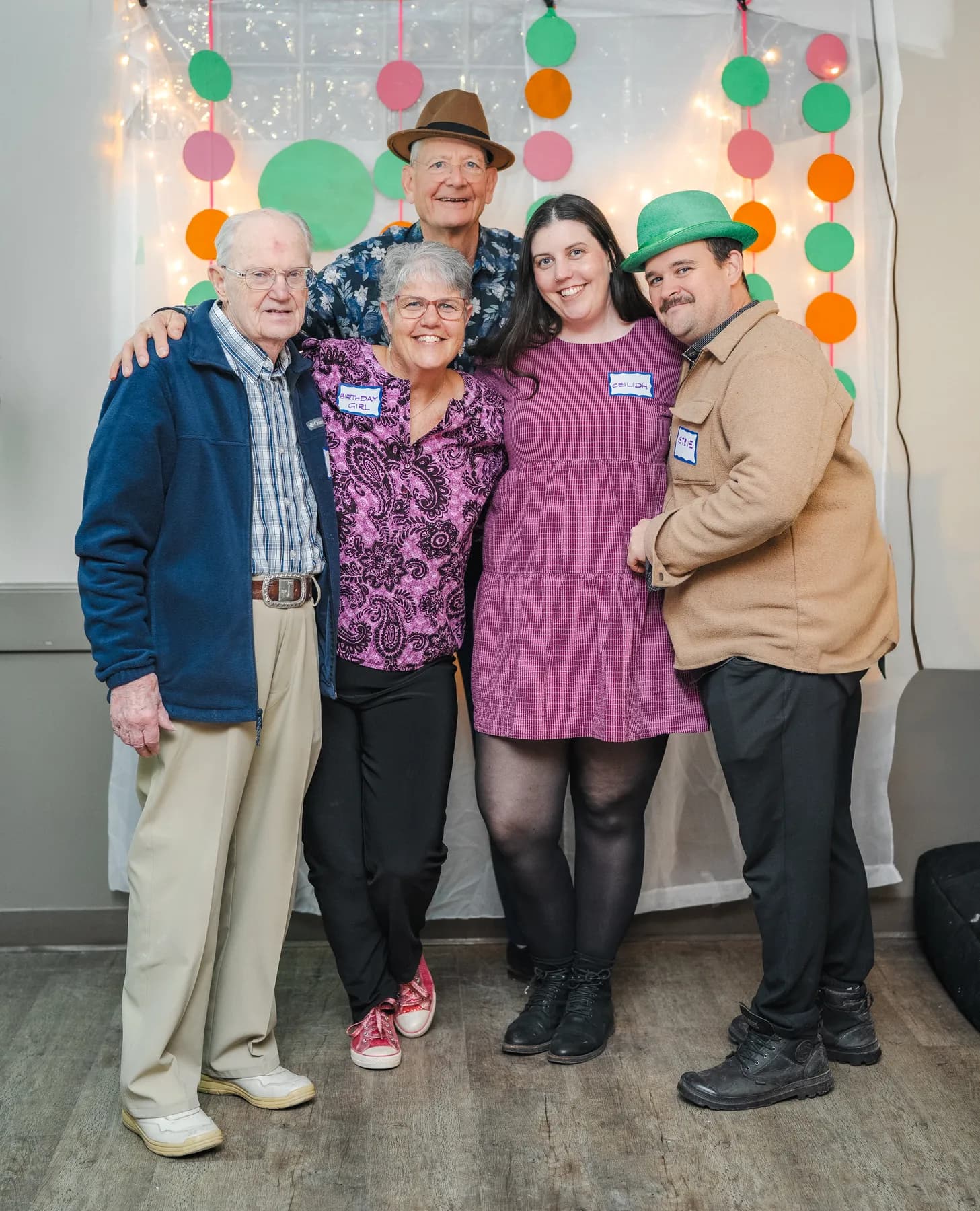 Guests posing together at Alison’s birthday celebration.