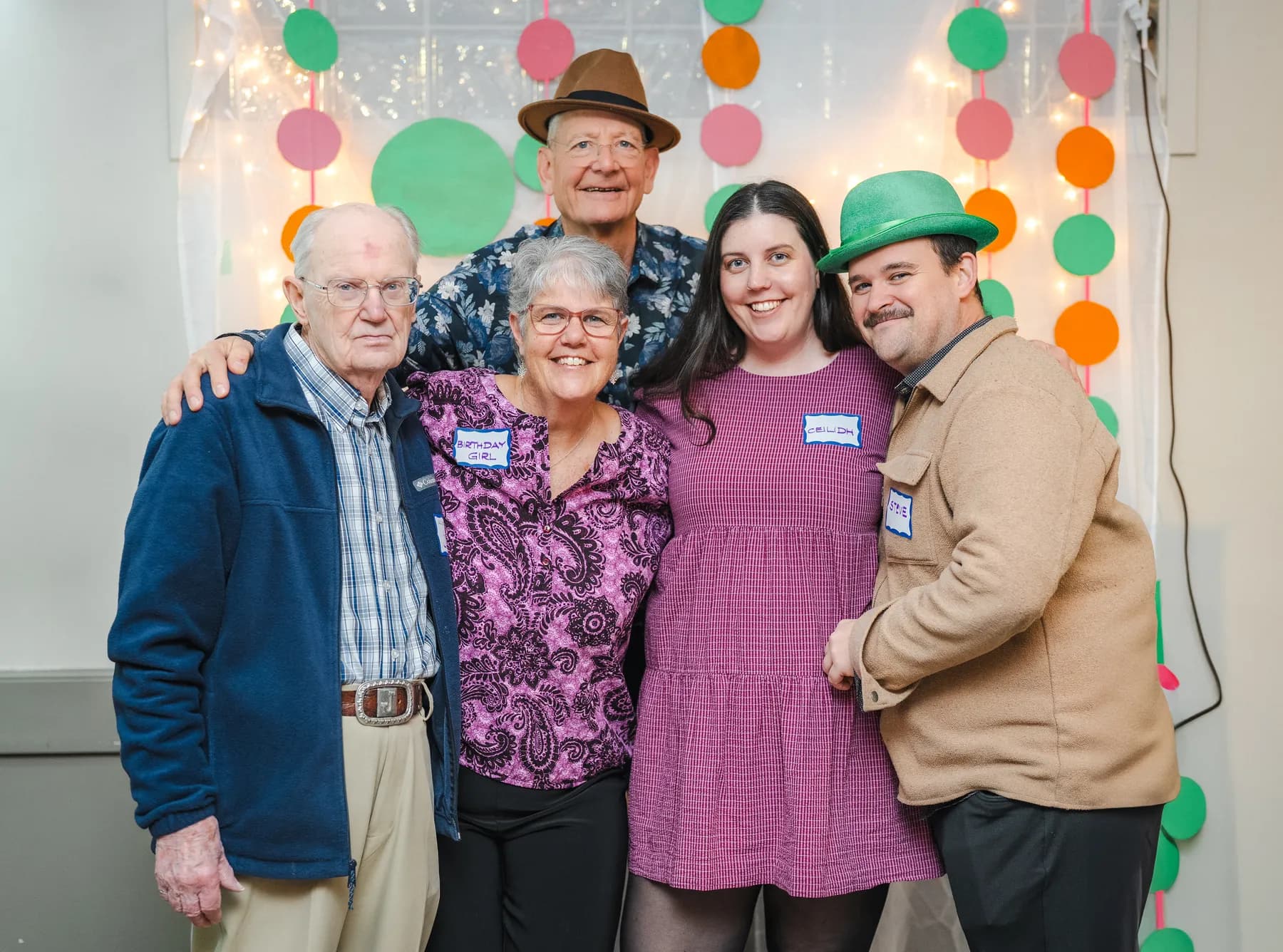 Guests posing together at Alison’s birthday celebration.