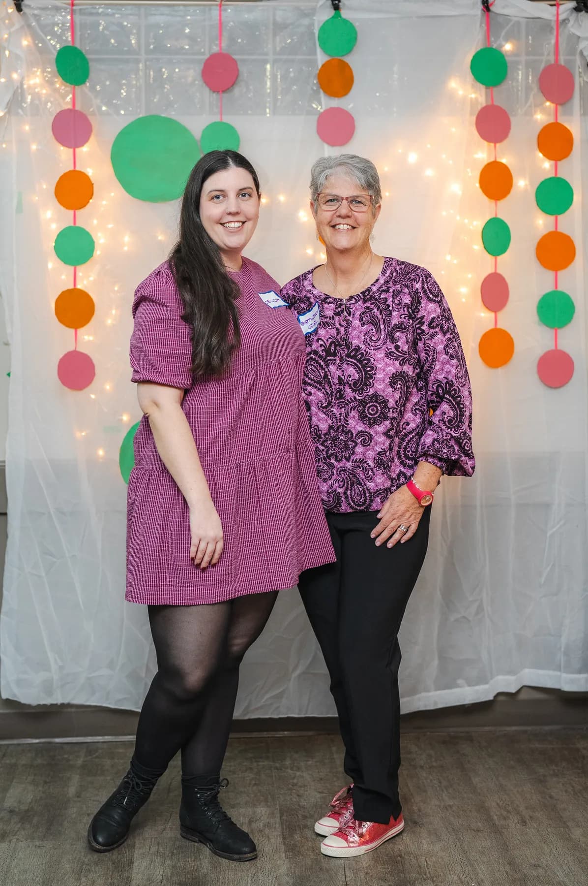 Two women posing together at Alison’s birthday celebration.