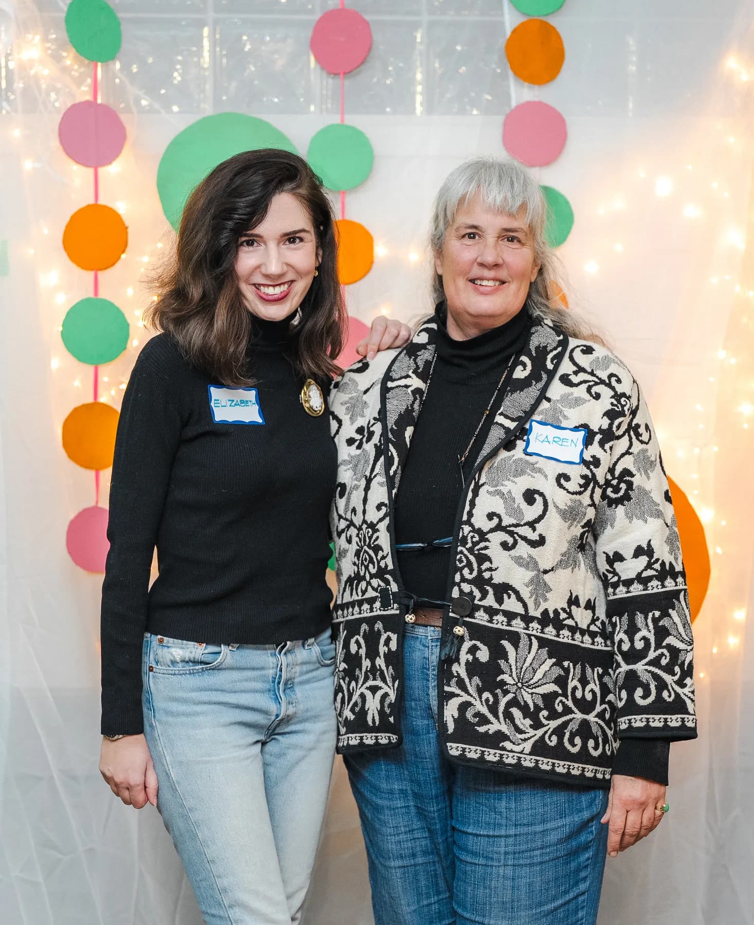 Two women posing together at Alison’s birthday celebration.