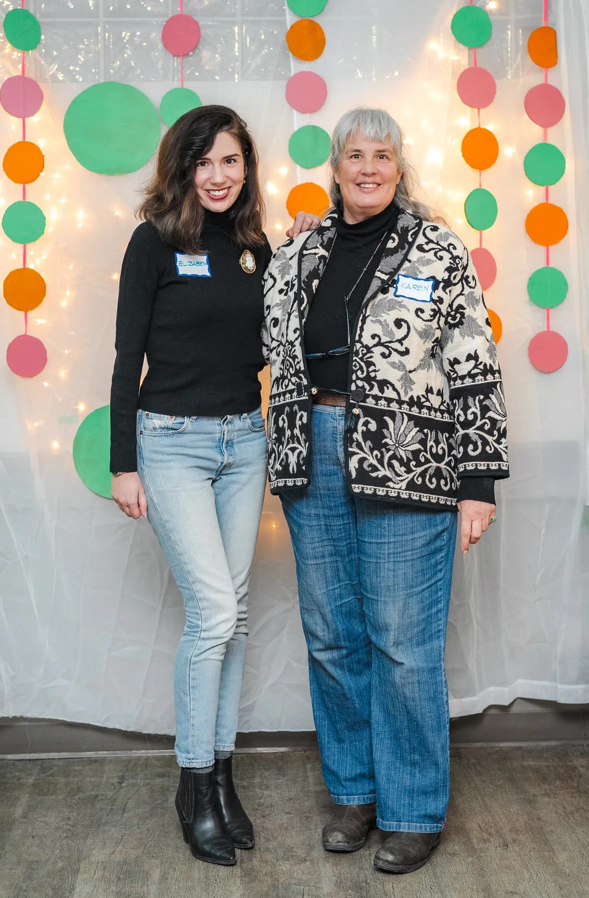 Two women posing together at Alison’s birthday celebration.