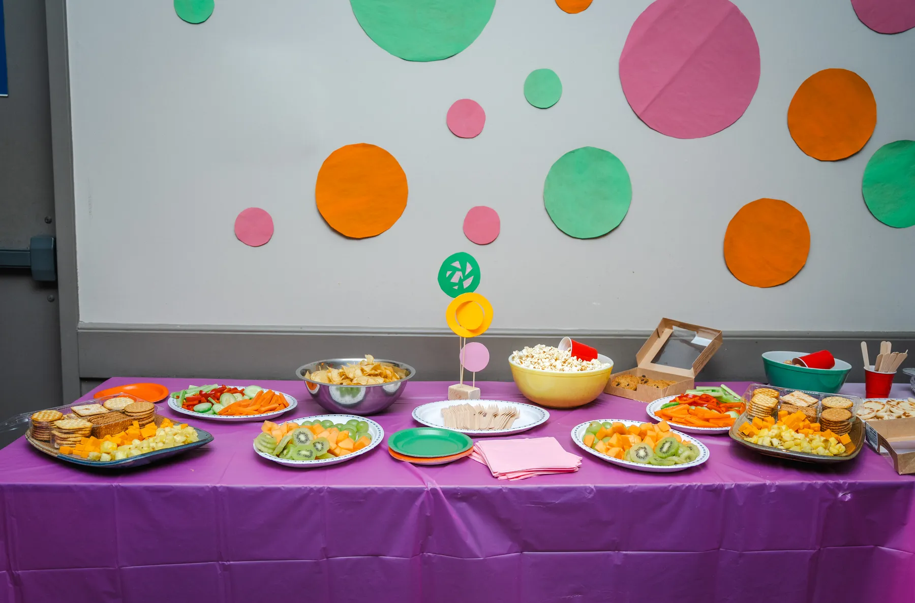 Food arranged on the buffet at Alison’s birthday celebration.