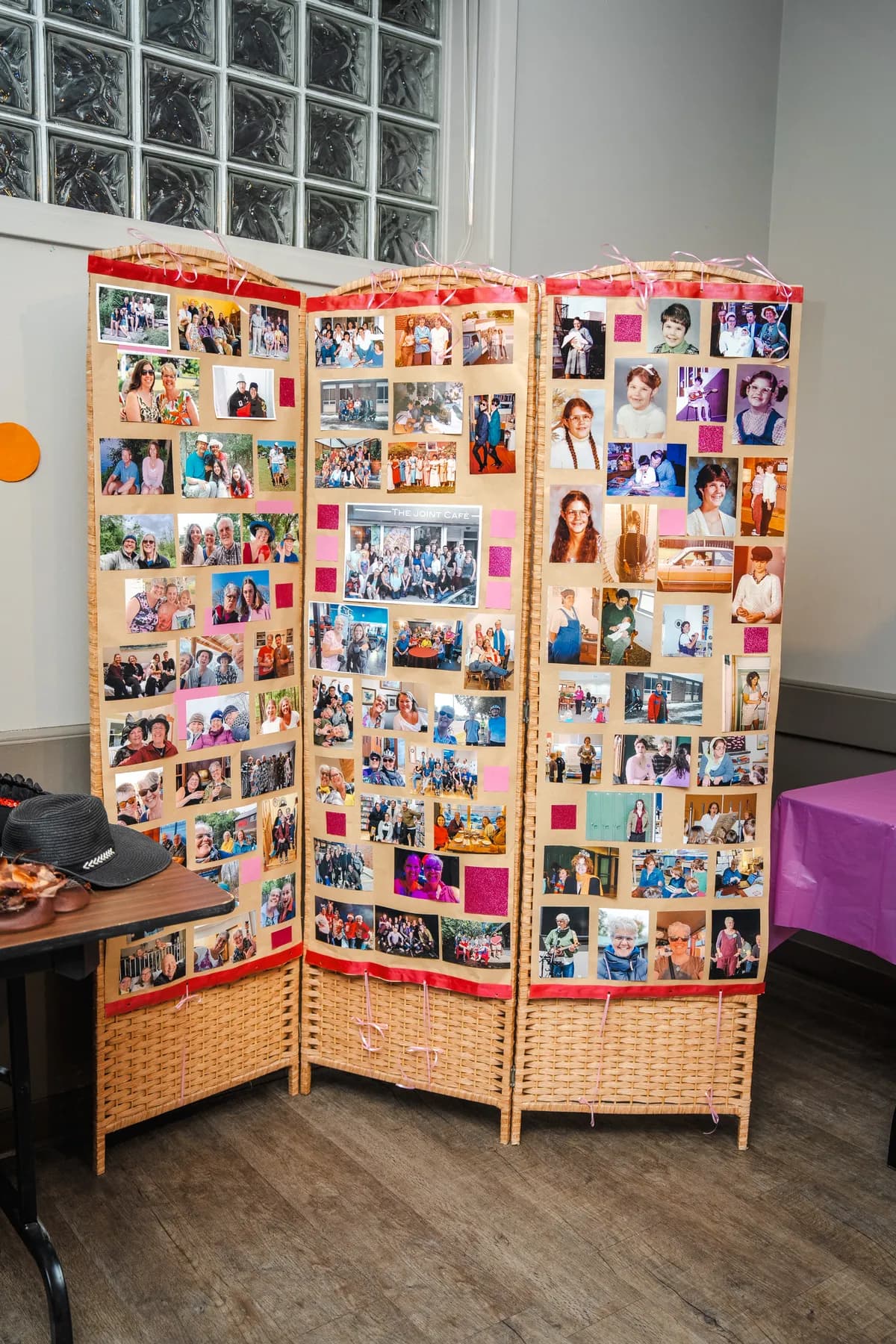 Photographs displayed for the celebration at Alison’s birthday celebration.