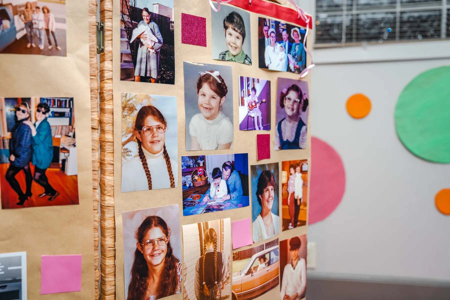 Photographs displayed for the celebration at Alison’s birthday celebration.