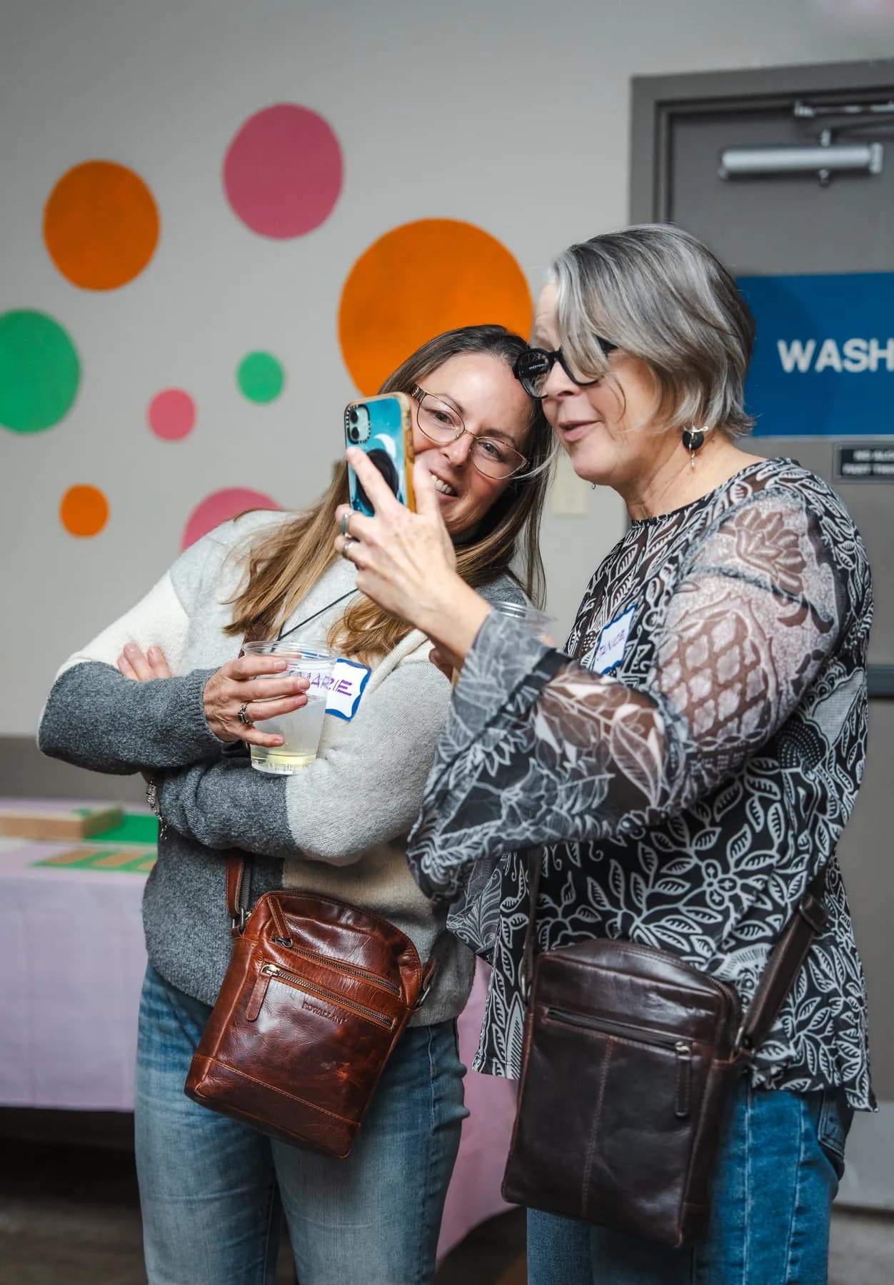 Guests sharing hugs at Alison’s birthday celebration.