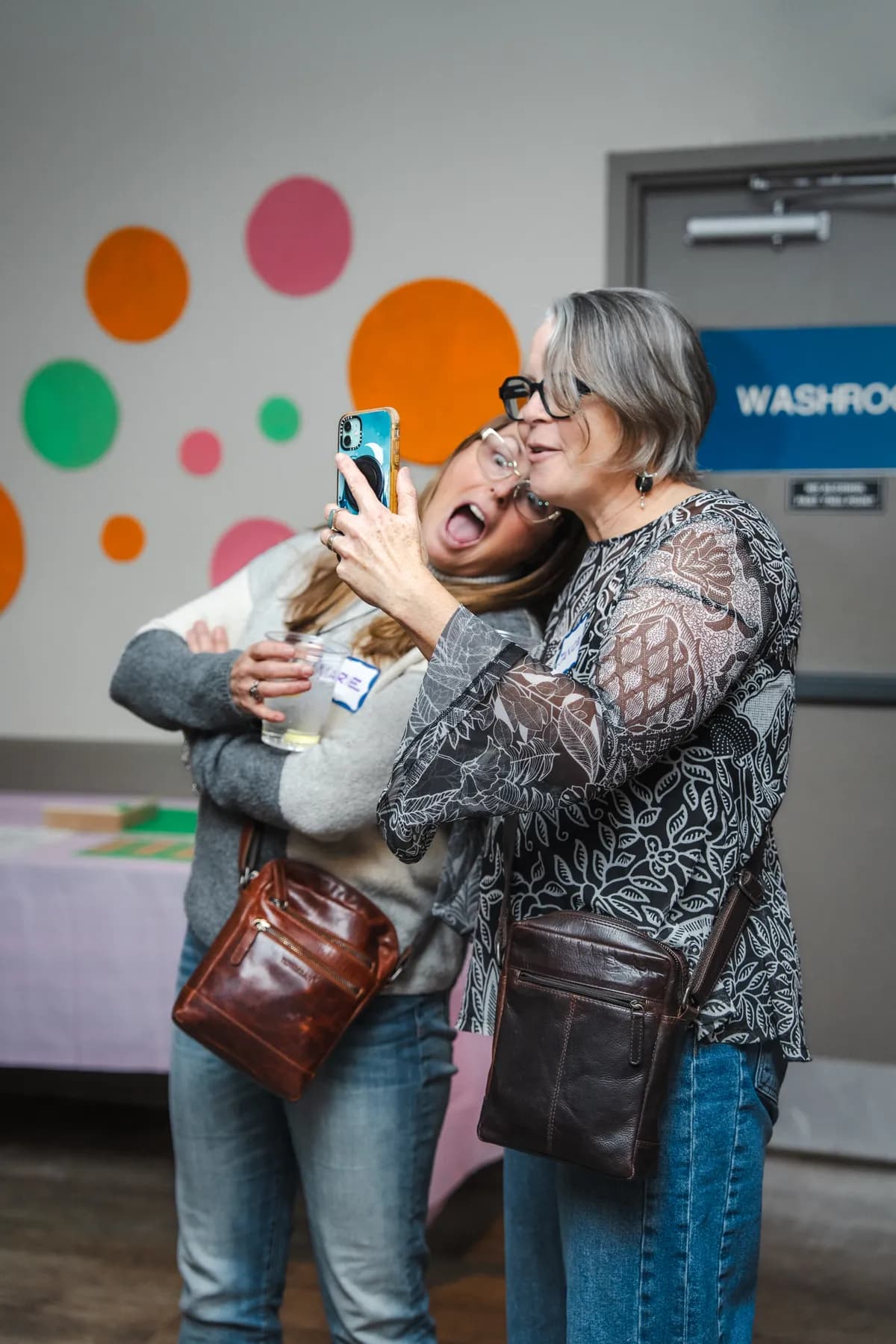 Guests sharing hugs at Alison’s birthday celebration.