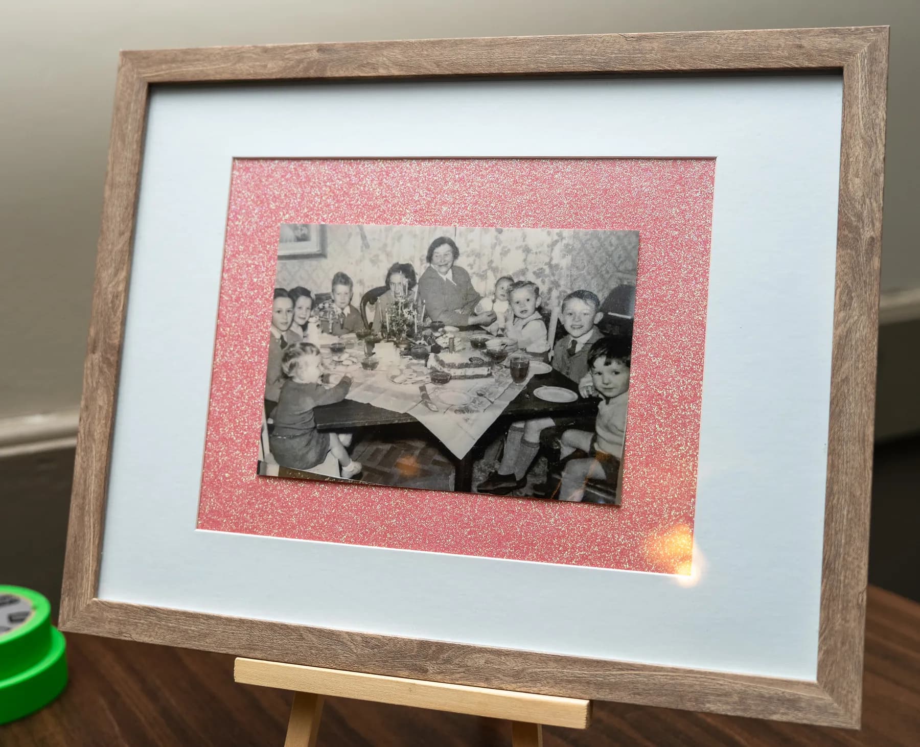 A framed photograph on display at Alison’s birthday celebration.