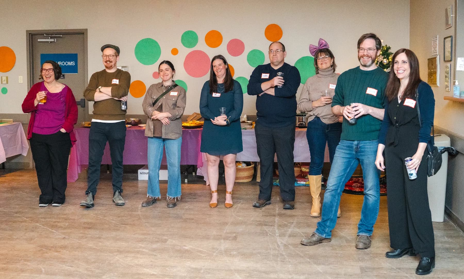 A group gathered for a performance at Alison’s birthday celebration.
