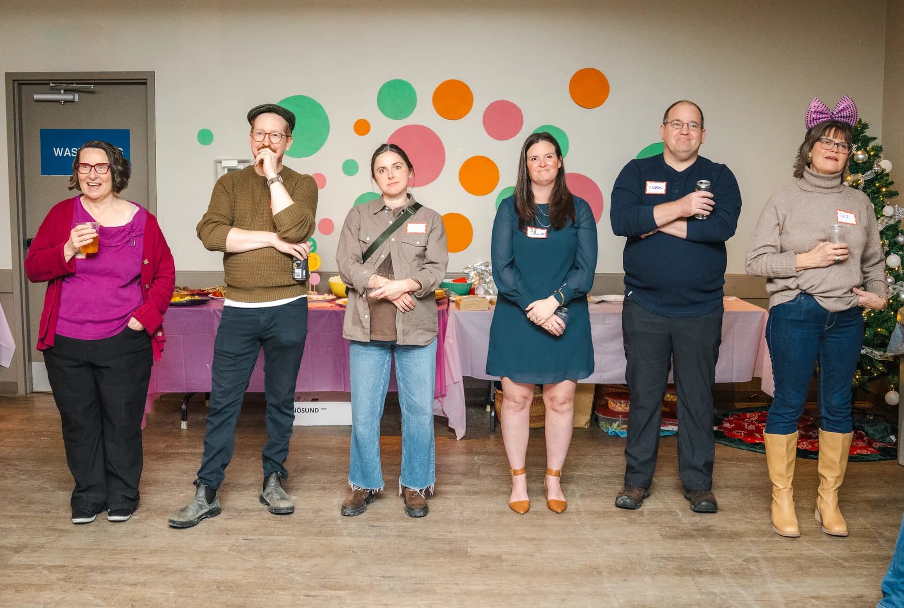 A group gathered for a performance at Alison’s birthday celebration.