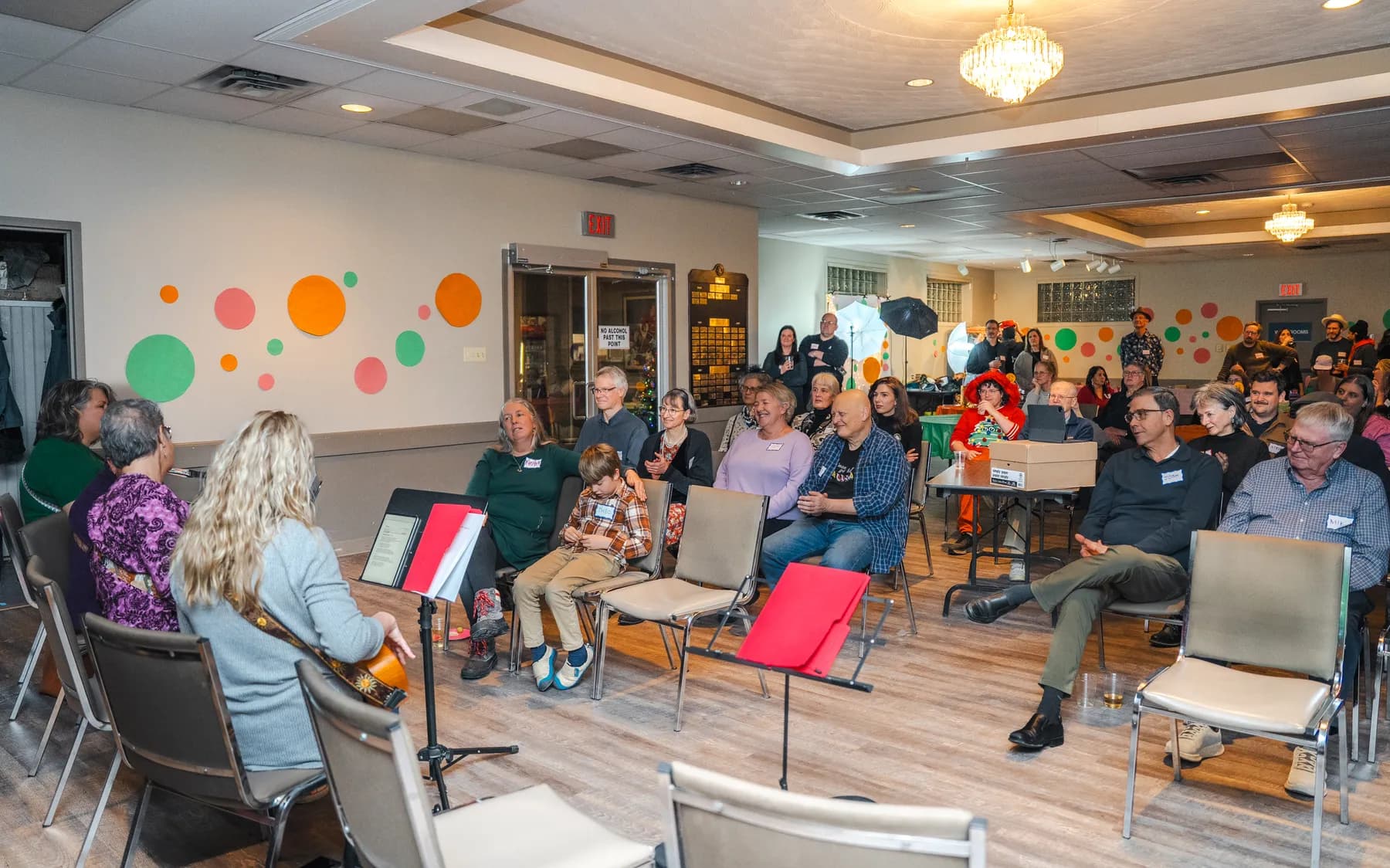 Guests gathered in the event room at Alison’s birthday celebration.