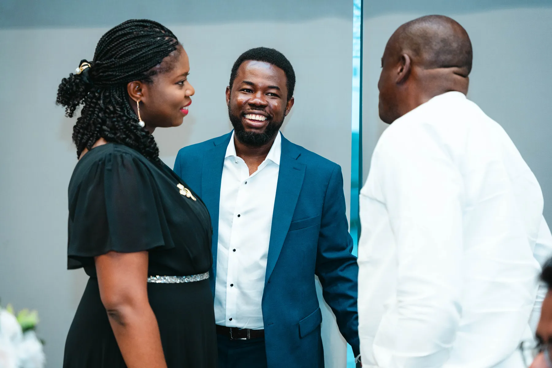 Guests in conversation at BJ’s 40th birthday party.