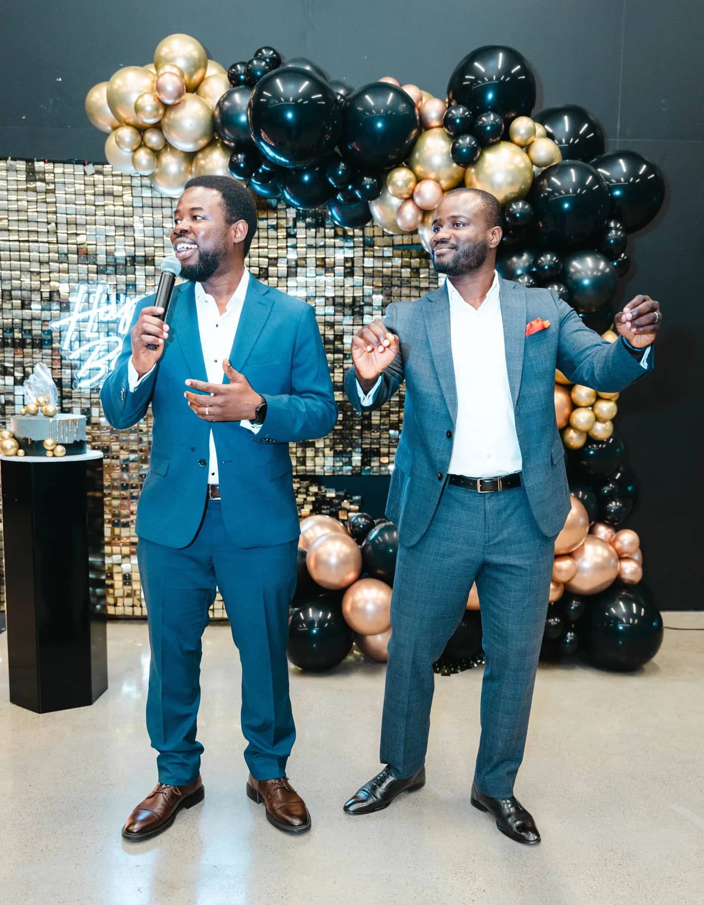 A man giving a speech at BJ’s 40th birthday party.