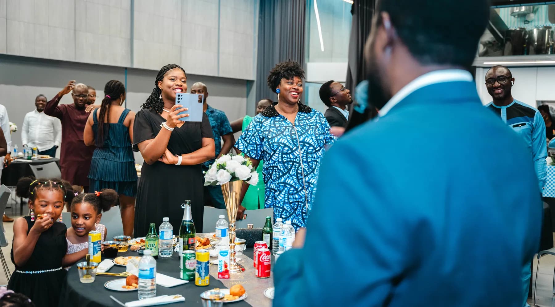Guests enjoying the speeches and toasts at BJ’s 40th birthday party.