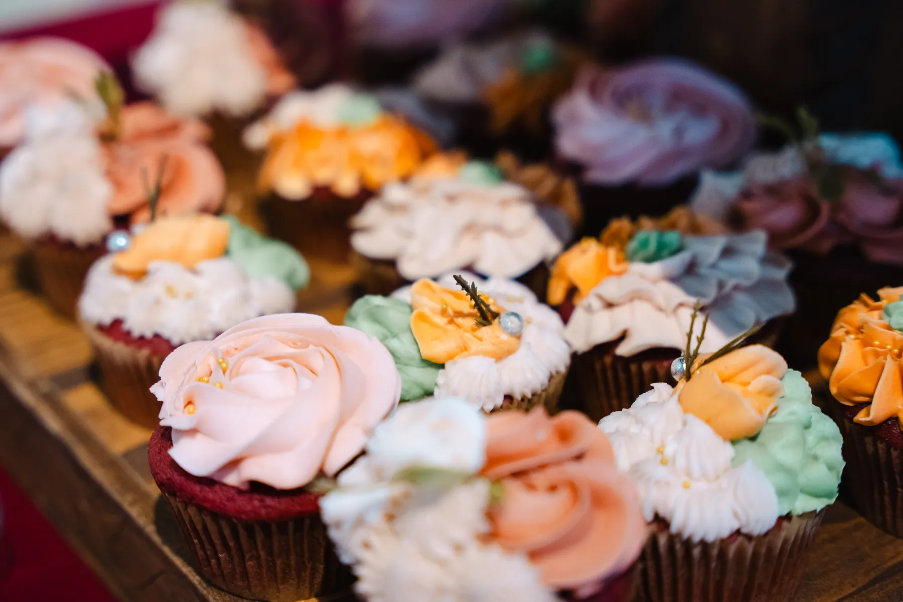 Food and desserts arranged for the reception at Kody and Jaz’s wedding.