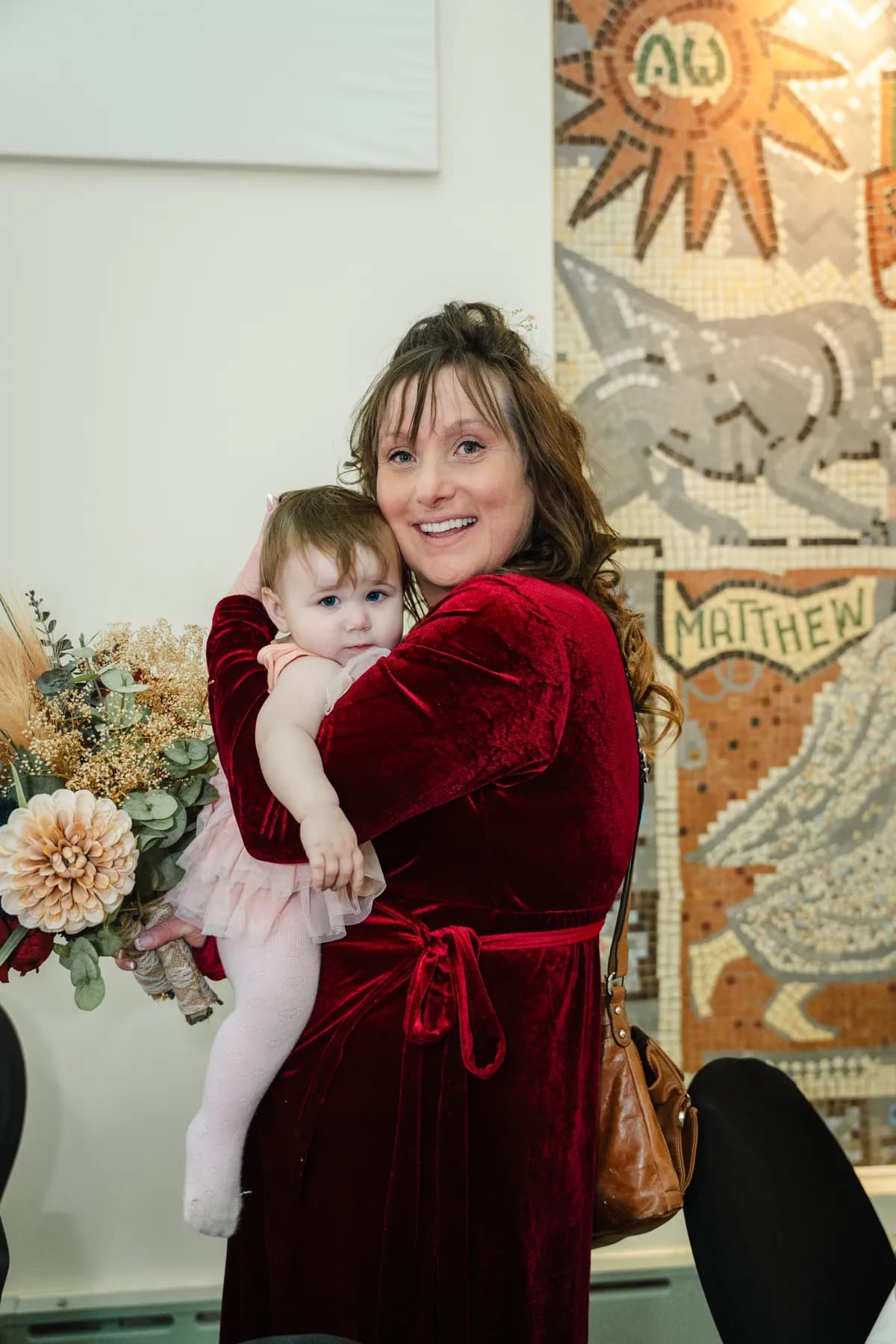 Details and guests in the reception room at Kody and Jaz’s wedding.
