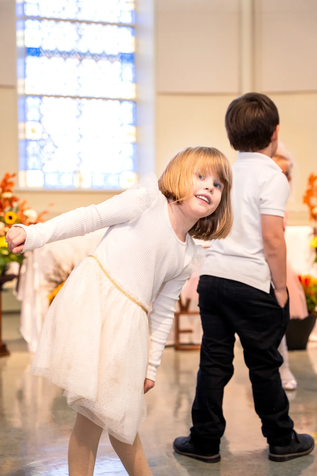 Children and guests dancing at Kody and Jaz’s wedding.