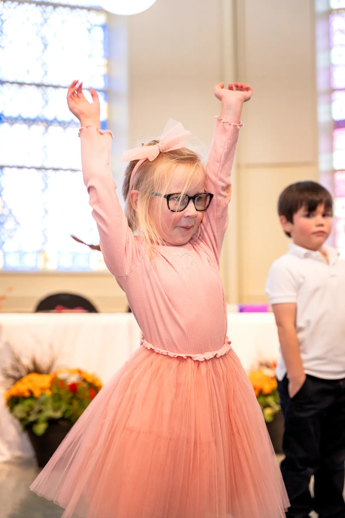 Children and guests dancing at Kody and Jaz’s wedding.