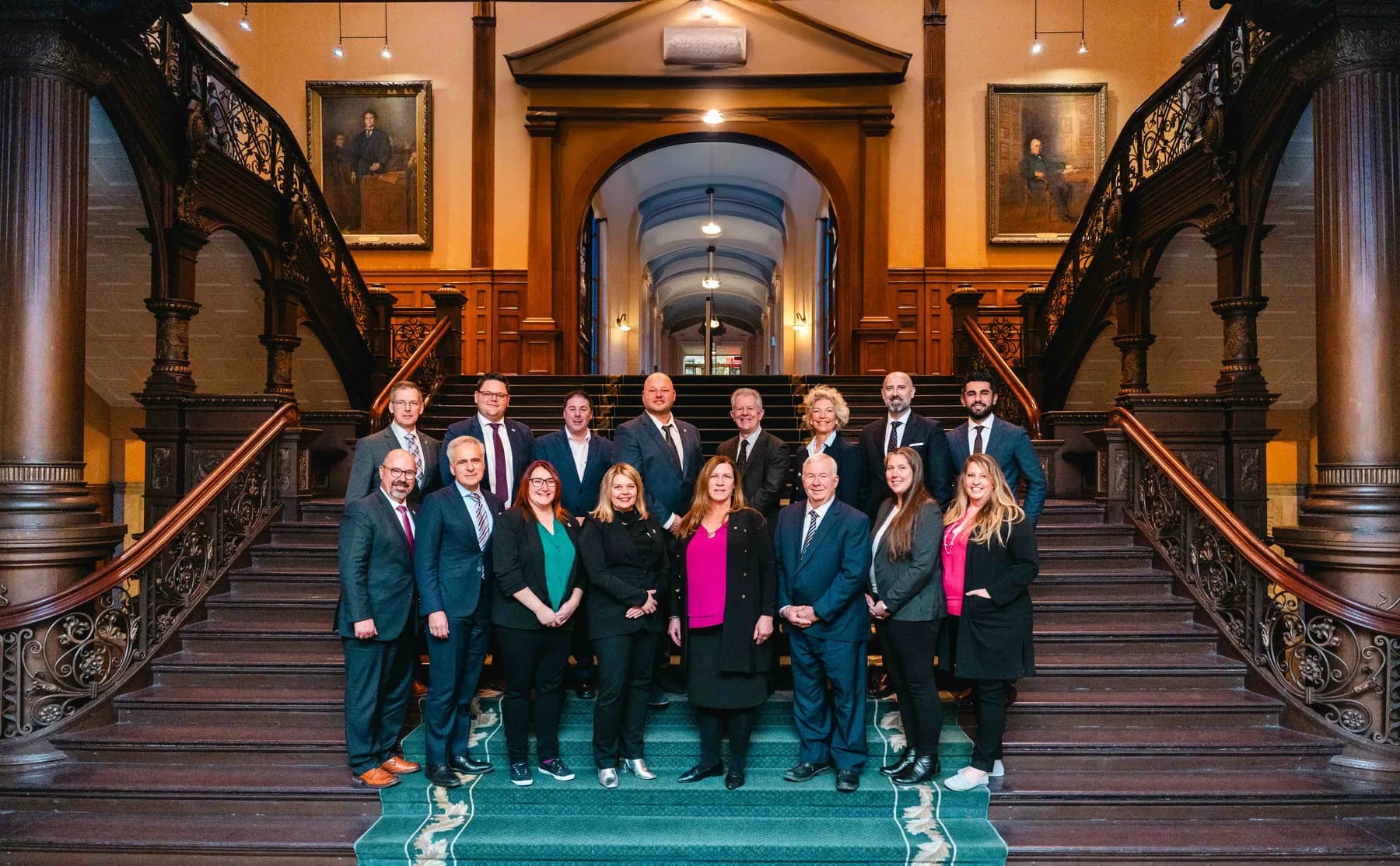 The IBAO group gathered on the staircase at the IBAO event at Queen’s Park.