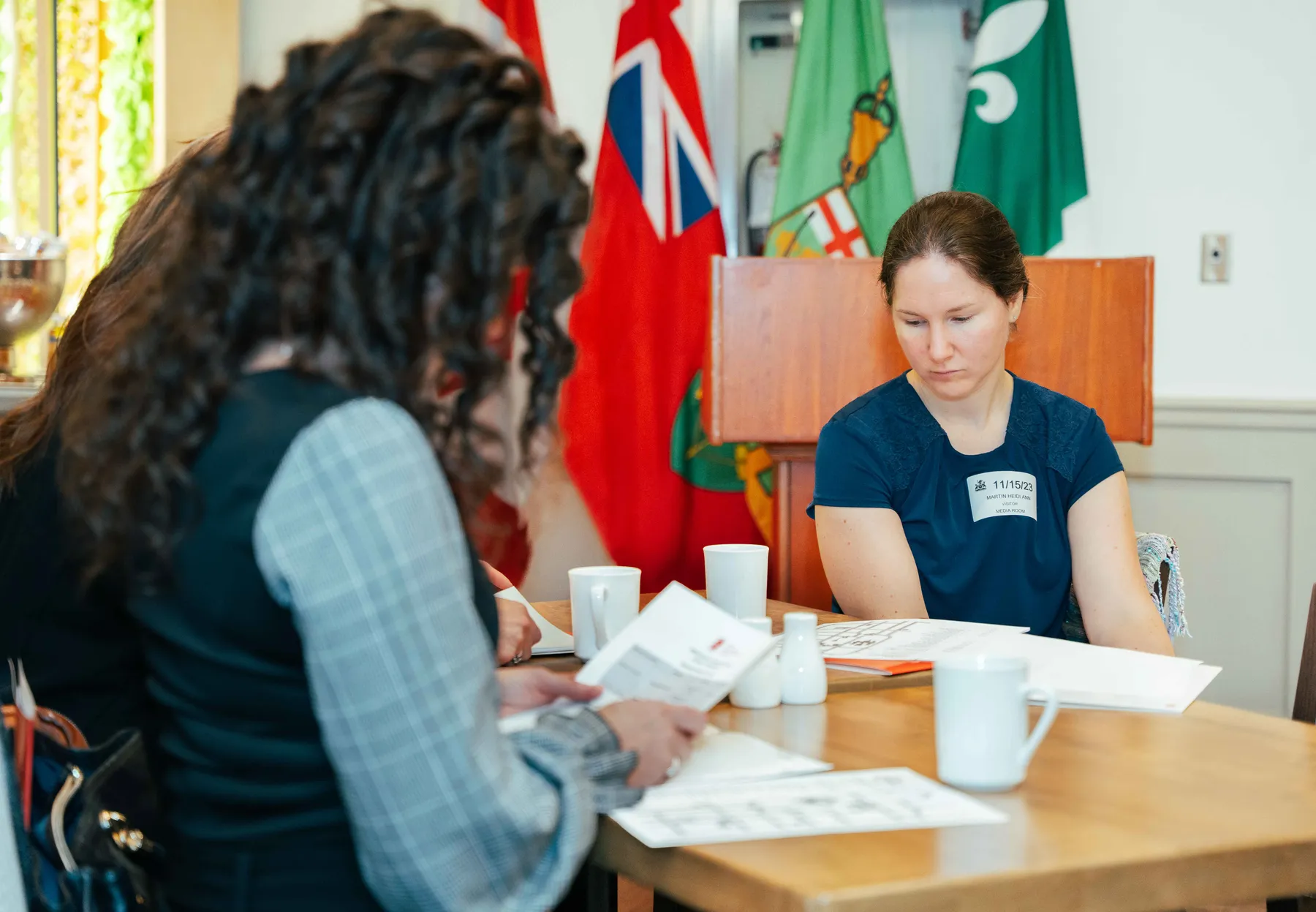 Participants meeting around tables at the NPAO event at Queen’s Park.