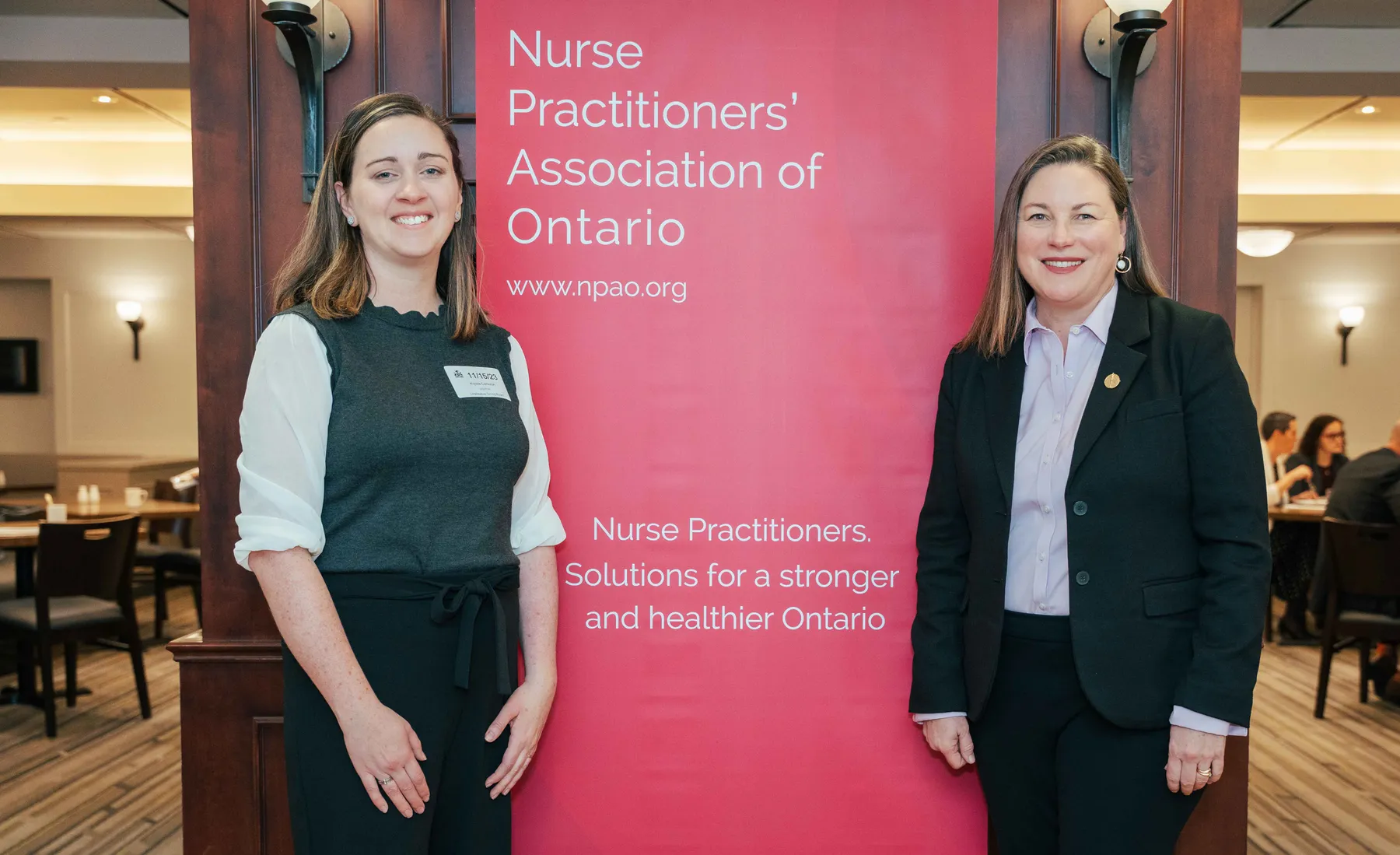 Two participants posing together at the NPAO event at Queen’s Park.