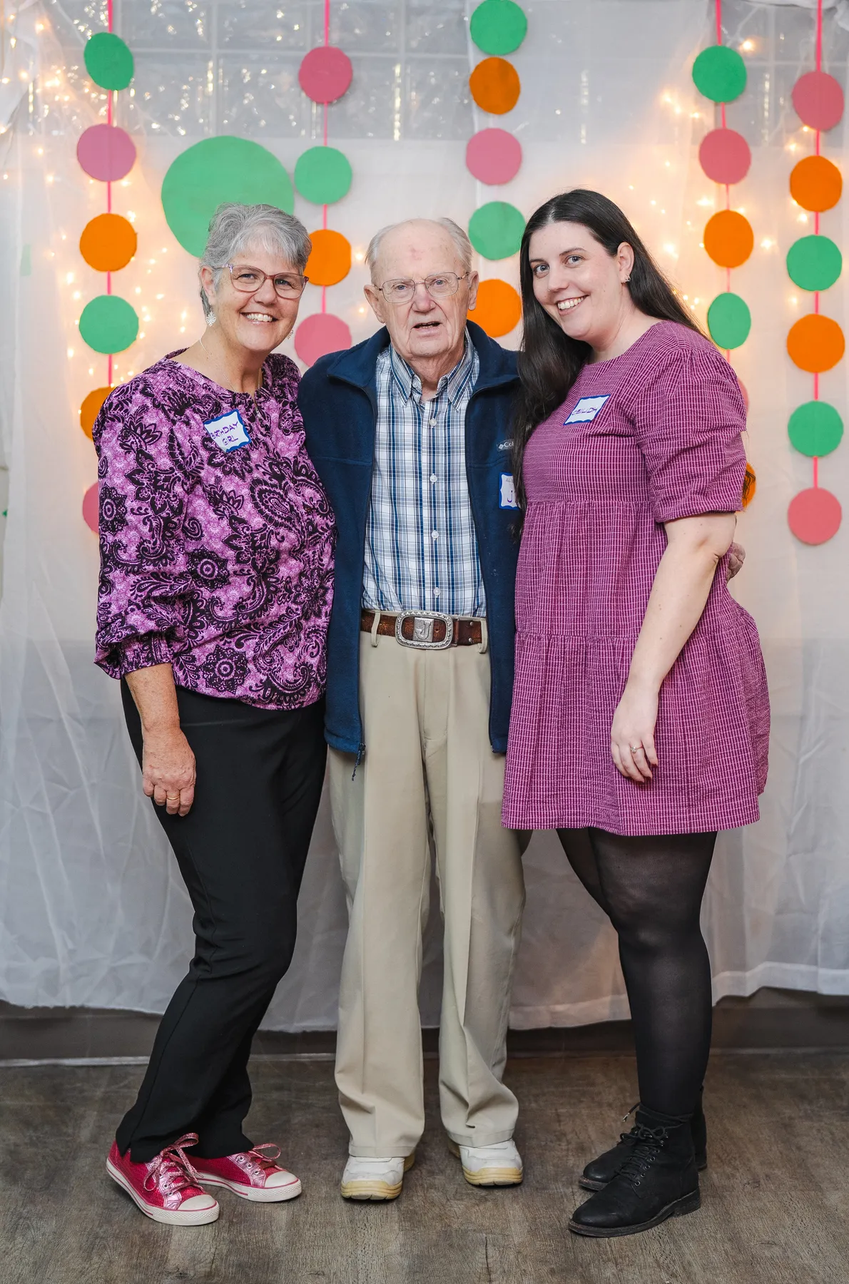 Guests posing together at Alison’s birthday celebration.