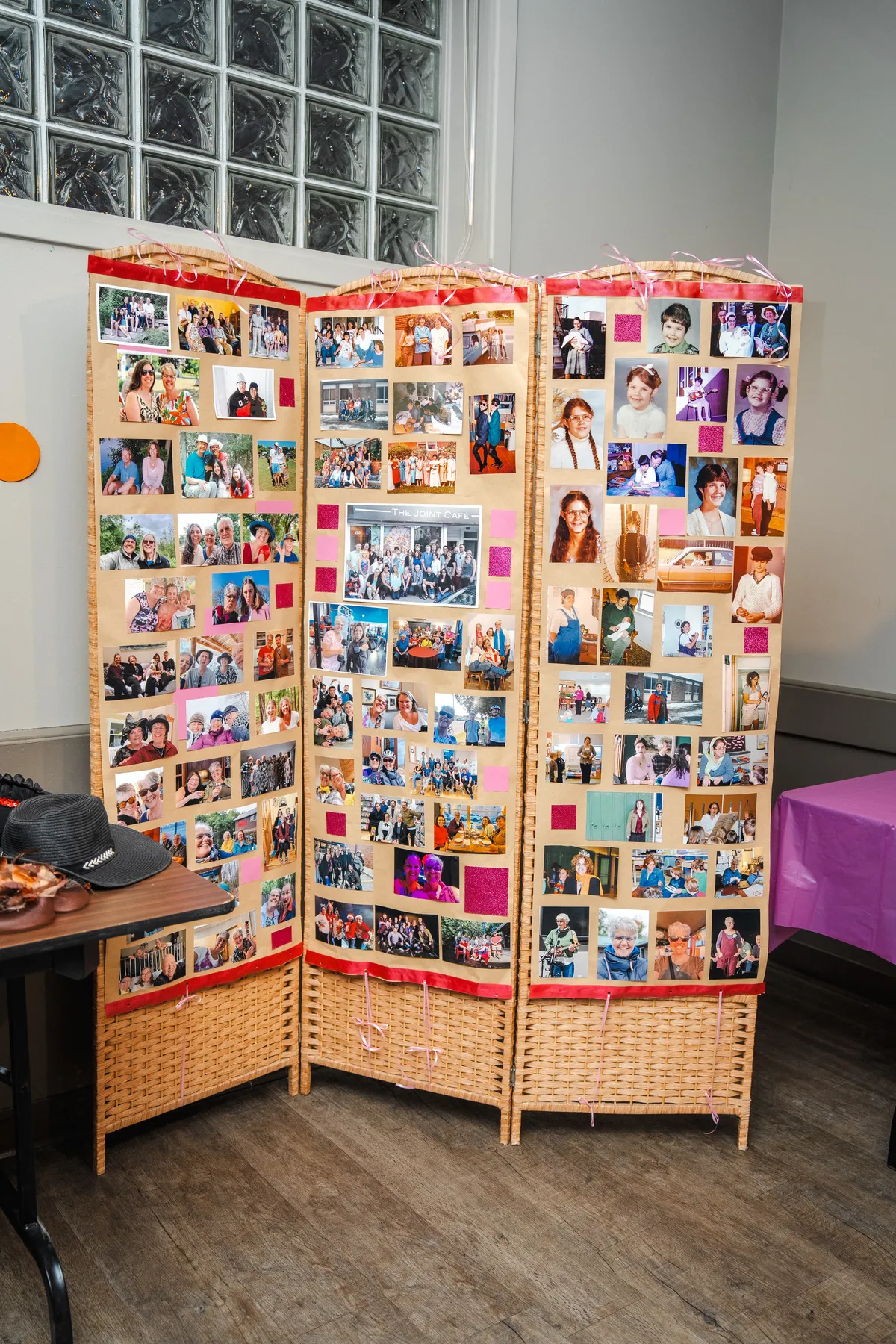 Photographs displayed for the celebration at Alison’s birthday celebration.
