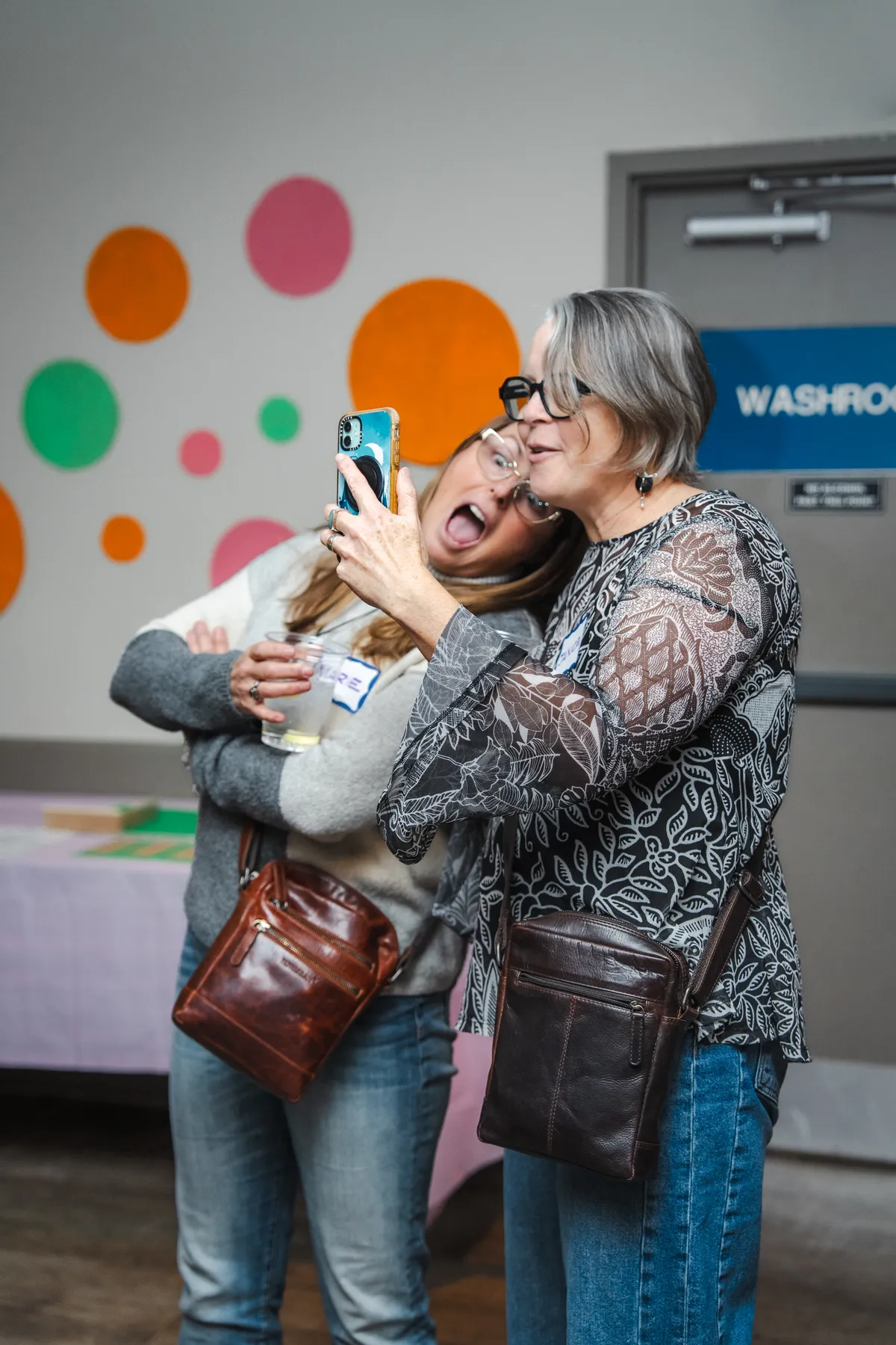 Guests sharing hugs at Alison’s birthday celebration.