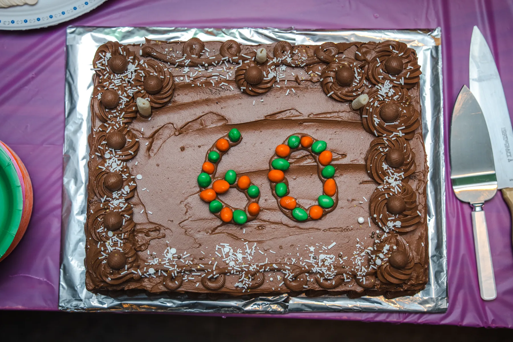 The birthday cake with a 60 decoration at Alison’s birthday celebration.
