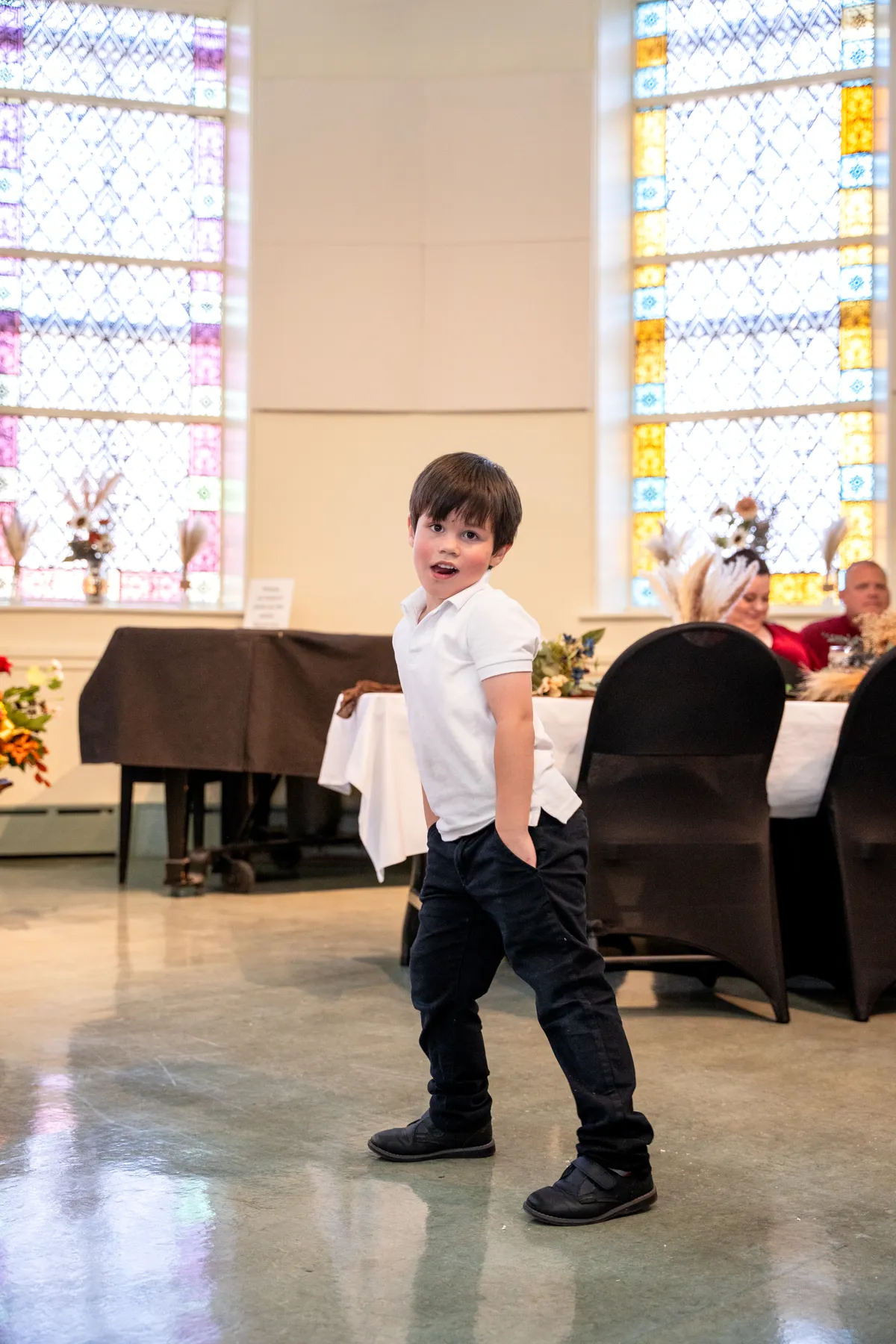Children and guests dancing at Kody and Jaz’s wedding.