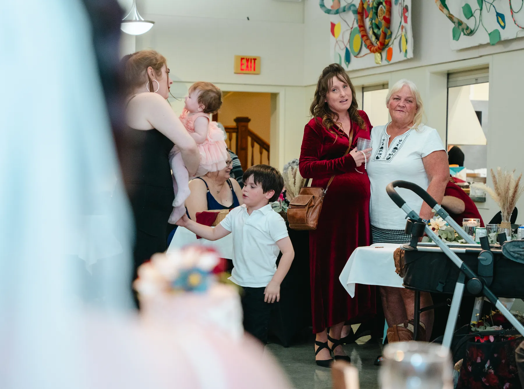 Guests sharing moments together at the reception at Kody and Jaz’s wedding.