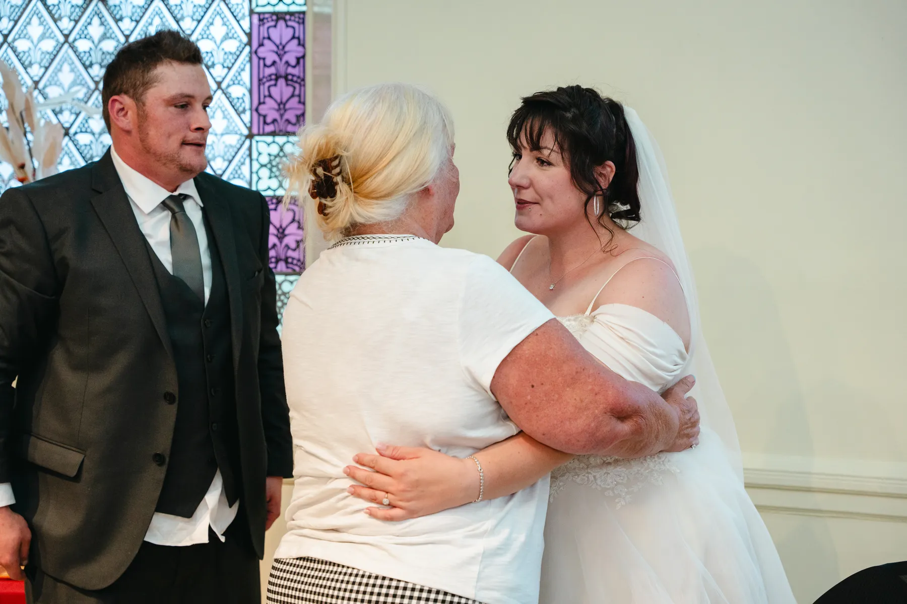 Guests sharing moments together at the reception at Kody and Jaz’s wedding.