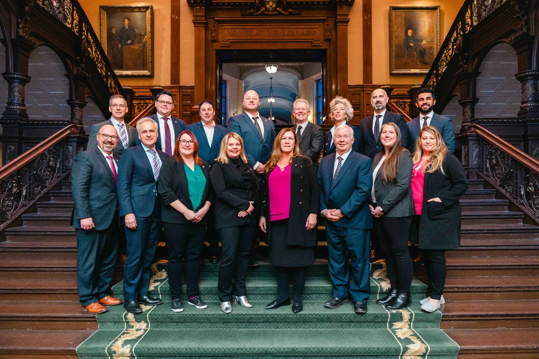 The IBAO group gathered on the staircase at the IBAO event at Queen’s Park.