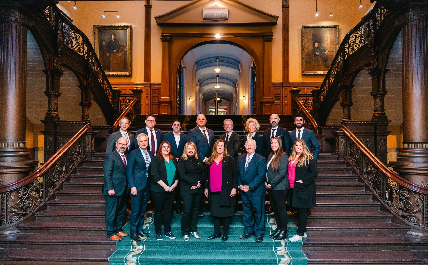 The IBAO group gathered on the staircase at the IBAO event at Queen’s Park.